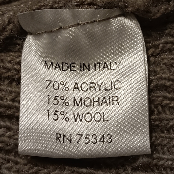 Elisabetta Collection Made In Italy Knit Sweater Ruffle SzM Mocha Mohair/Wool - Picture 4 of 8